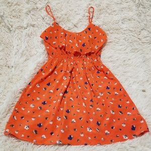 Orange Floral Dress Small